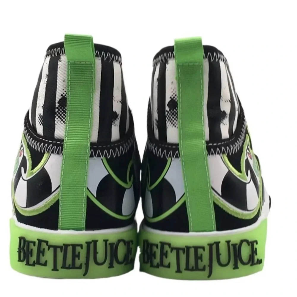 🐍Beetlejuice High-Top Sneakers Black Green Men’s Lace-Up Shoes Size 8